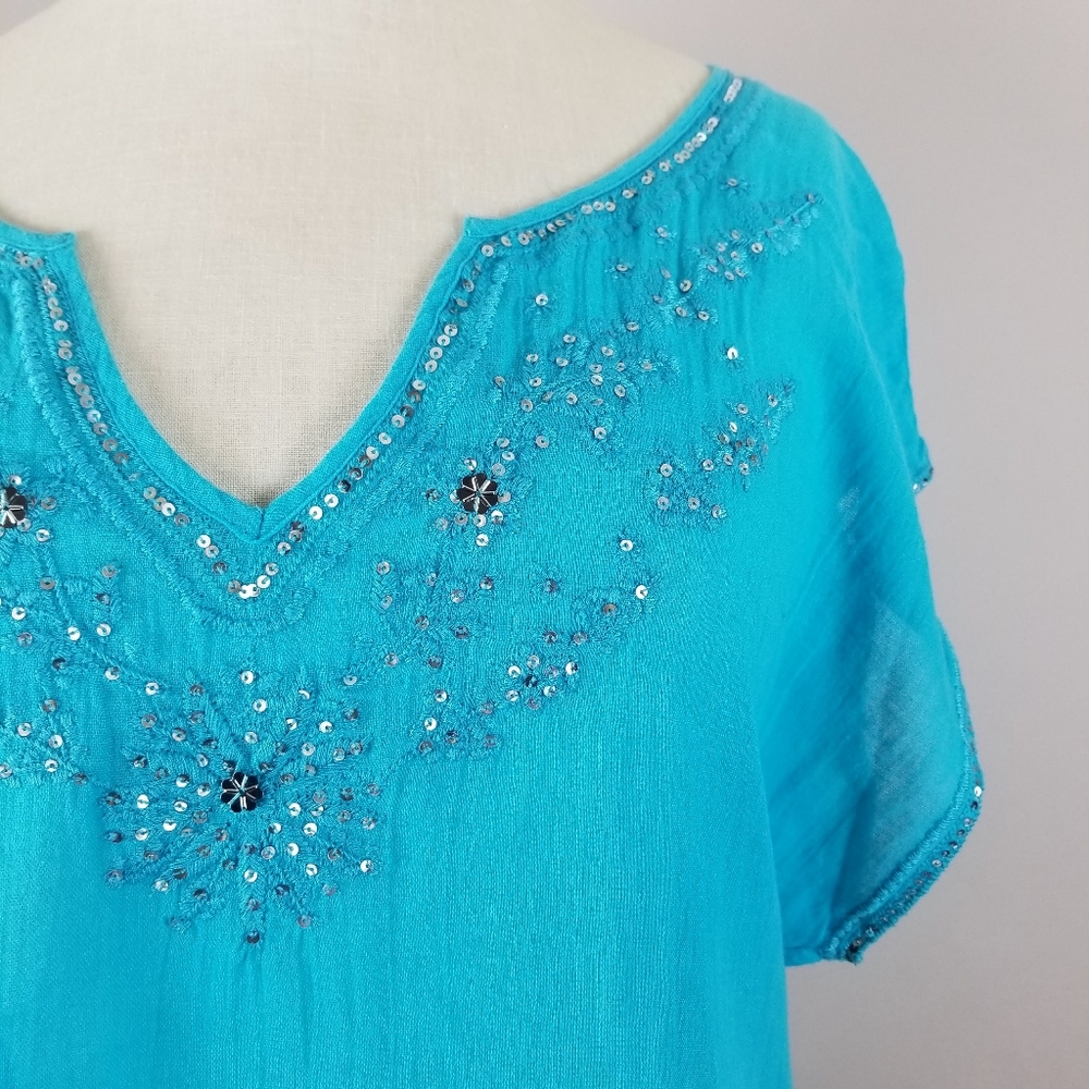 Turquoise Gauze Coco & Lolly Coverup - image 2